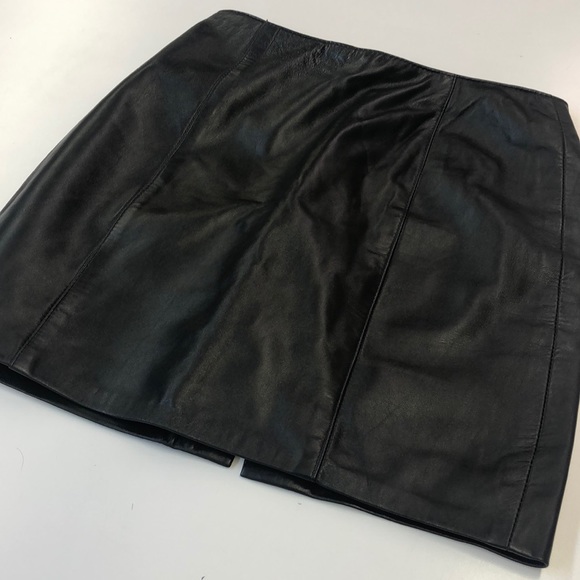 Dresses & Skirts - Black Leather Mini Skirt Waist 28”16”Length